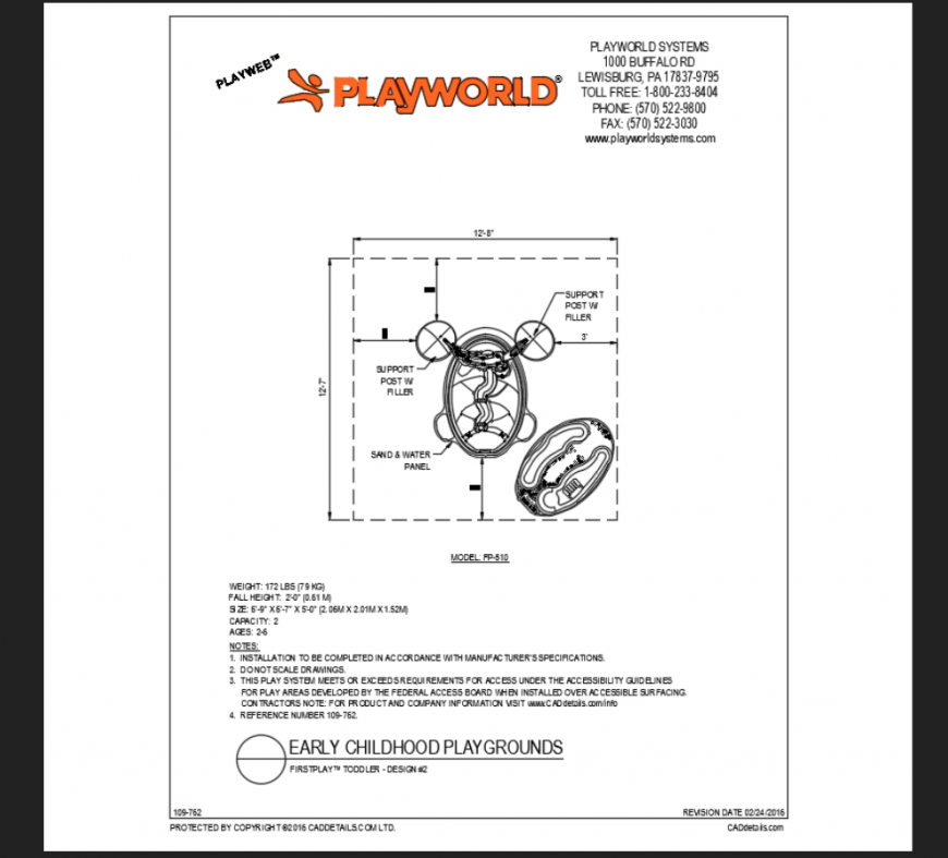 Toddler design model of first play equipment of early school park dwg file