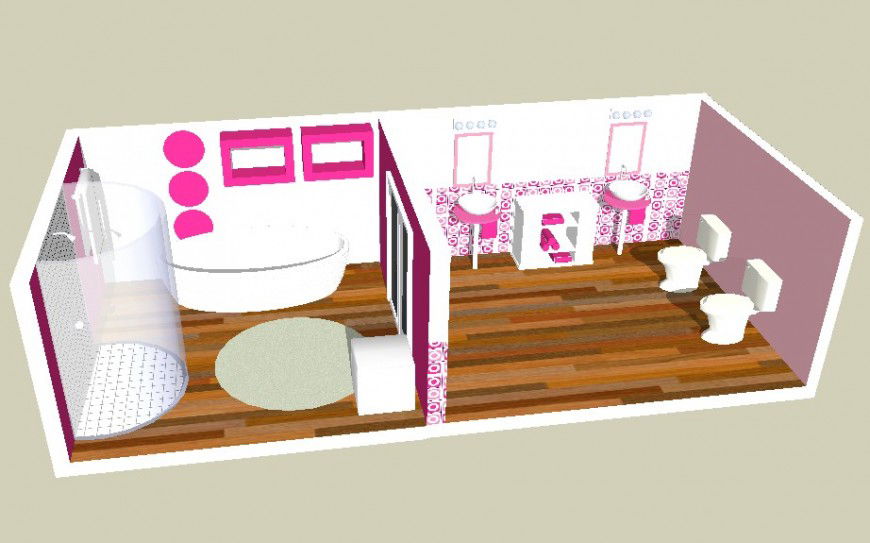 Toilet and bathroom detail 3d model in Sketch Up file.