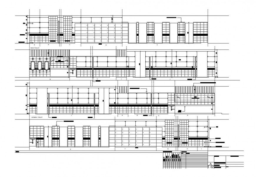 Toilet and bathroom elevation and sectional details dwg file