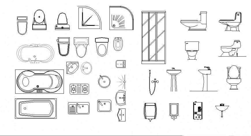 Toilet and bathroom equipment blocks cad drawing details dwg file