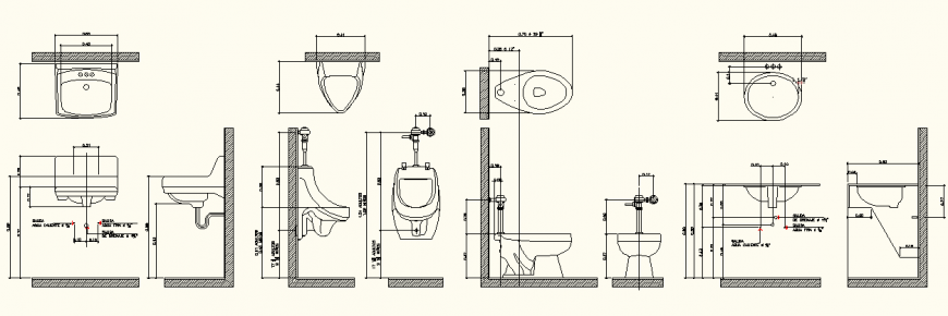 Toilet and sink detail elevation sanitary system dwg file
