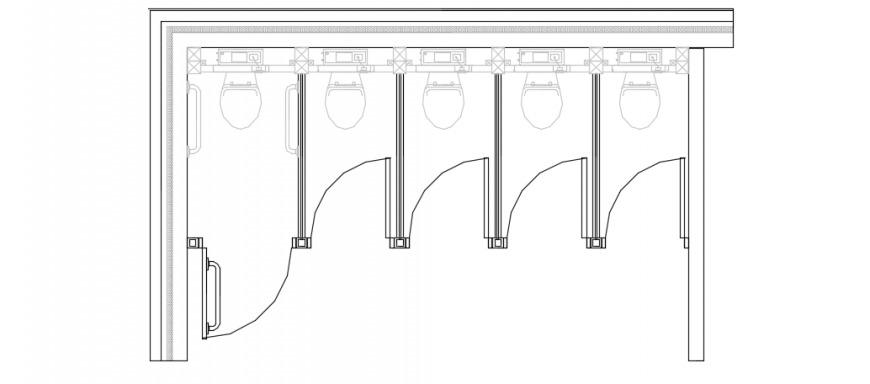 Toilet cubicle arrangement top view