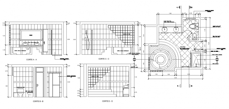 Toilet detail with Jacuzzi detail drawing in dwg AutoCAD file.