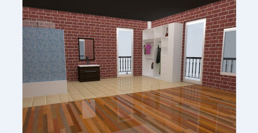 Toilet dressing area interior 3d view image in JEPG.