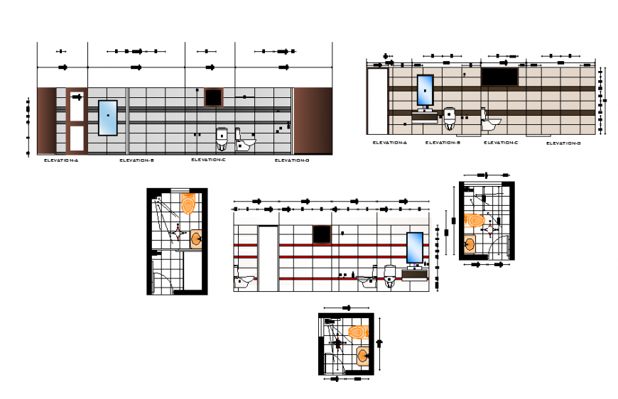 Toilet elevation and plan layout autocad file