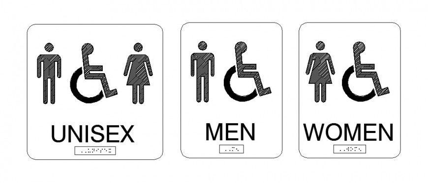 Toilet indication detail symbols in dwg AutoCAD file.