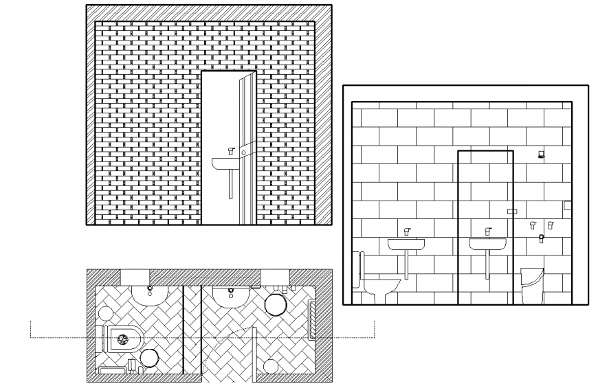 Toilet layout plan and detail drawing in dwg AutoCAD file.