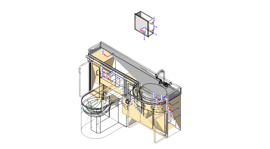 Toilet layout plan and interior details 3d design dwg file