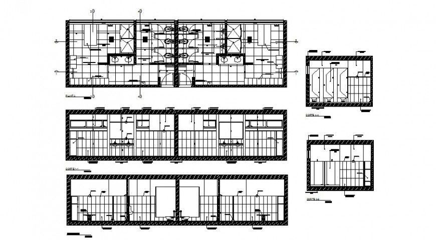Toilet of hotel detail plan in dwg file.