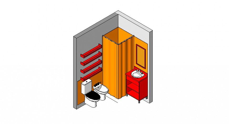 Toilet open 3d model in Revit file.