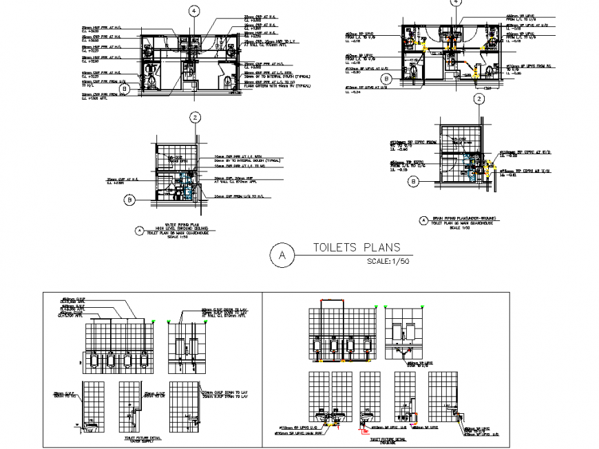Toilet plan detail section autocad file