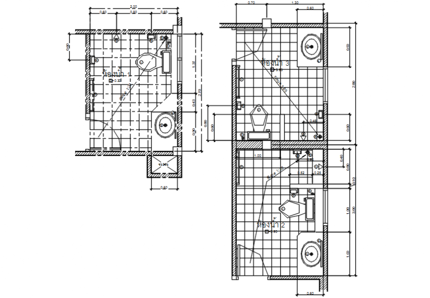 Toilet plans and sanitary installation cad drawing details dwg file