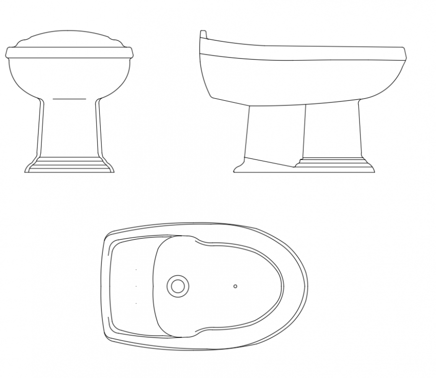 Toilet sheet all sided view cad block design dwg file