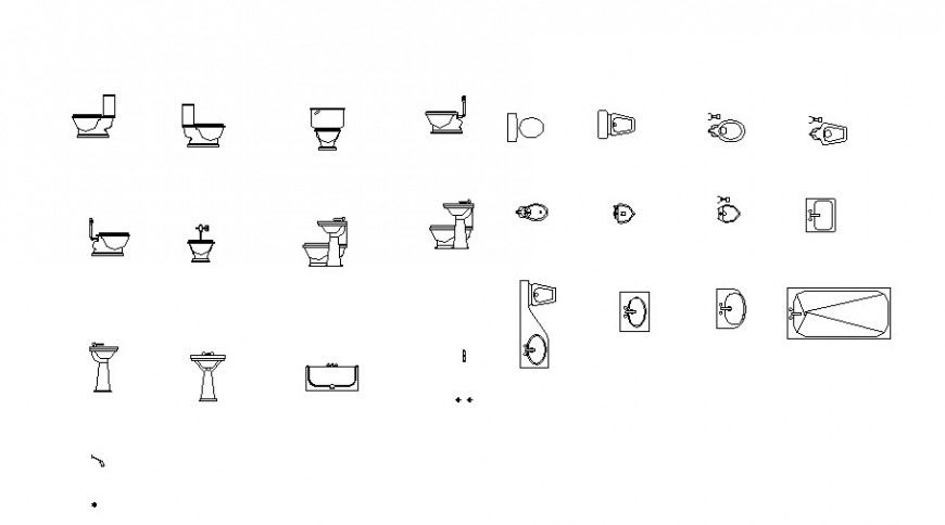 Toilet sheet and basin etc sanitary blocks cad drawing details dwg file
