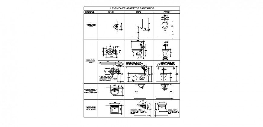 Toilet sheet and sink section and installation drawing details dwg file