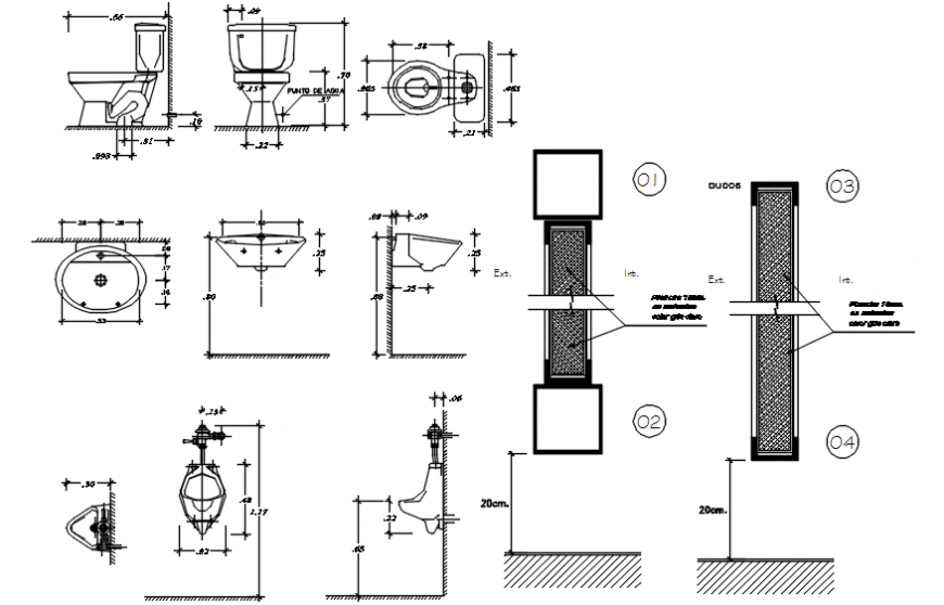 Toilet sheet installation and plumbing details for public toilet dwg file