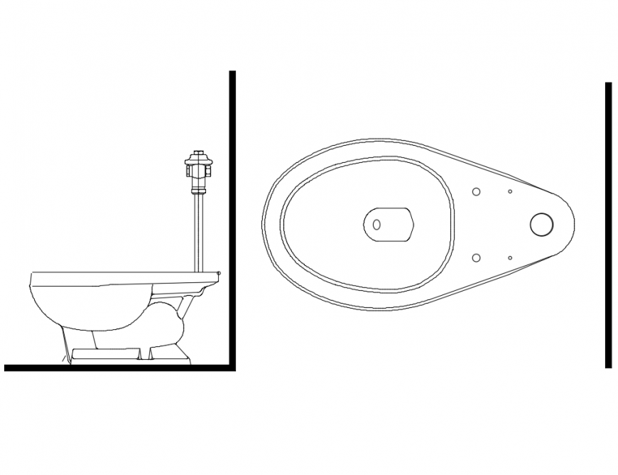 Toilet sheet side and top view cad block design dwg file