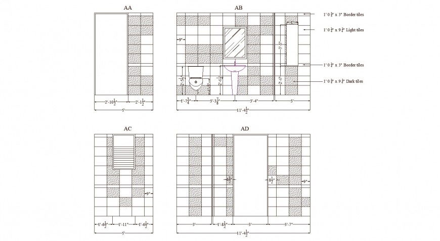 Toilet wall elevation drawing in dwg AutoCAD file.