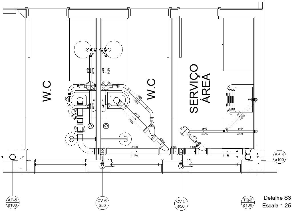 Toilet Plumbing Details Layout AutoCAD DWG File for Accurate Design
