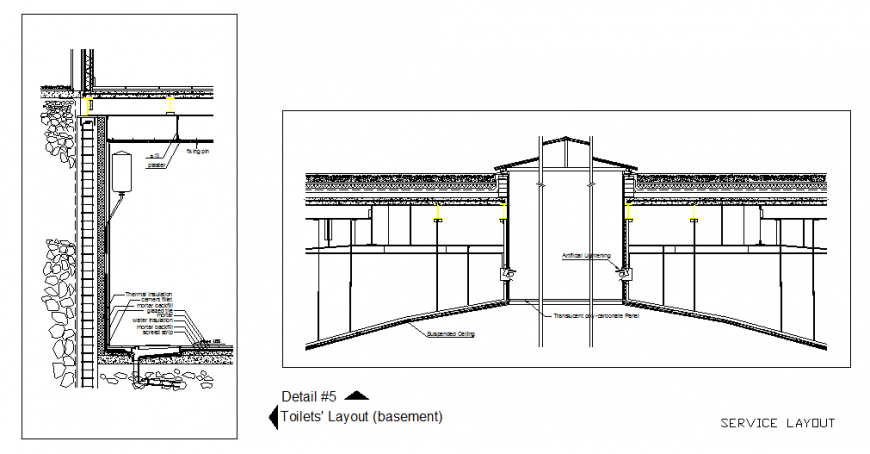 Toilets and basement layout dwg file