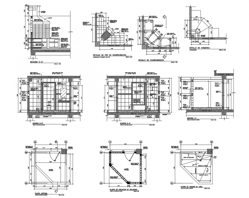Toilets for tourist of park section, plan and sanitary installation cad drawing details dwg file