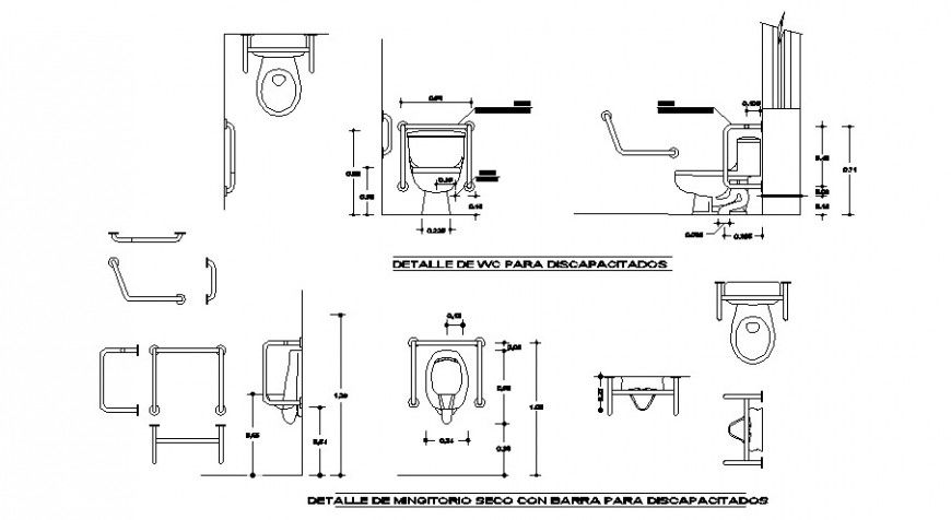 Toilets sheet section and installation cad drawing details dwg file