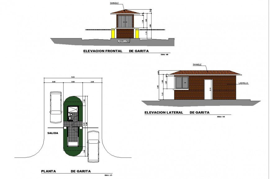 Toll plaza plan and elevation 2d view CAD construction unit Autocad file