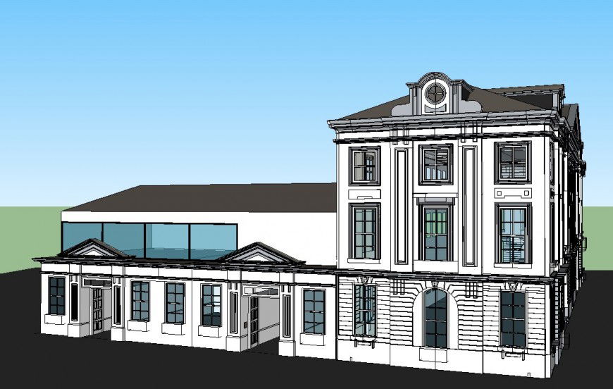 Toll tax departement construction front sectional detail dwg file