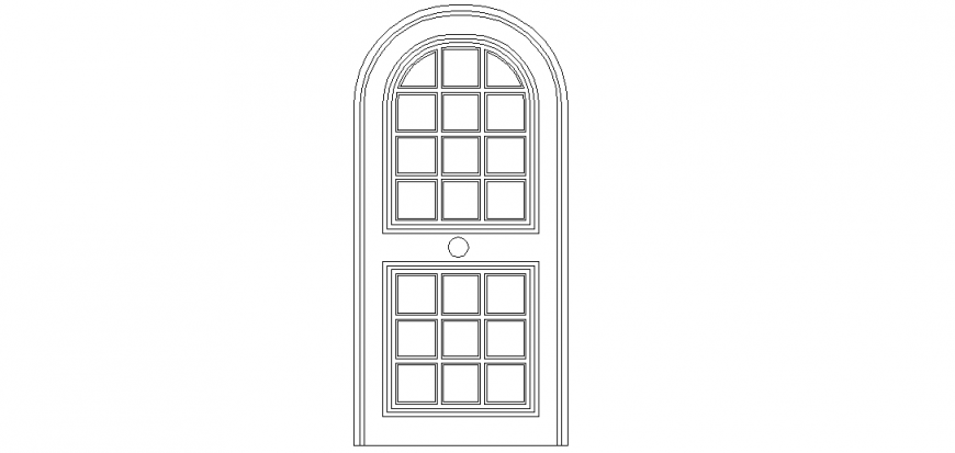 Top and bottom side has rectangular block view of door design elevation dwg file