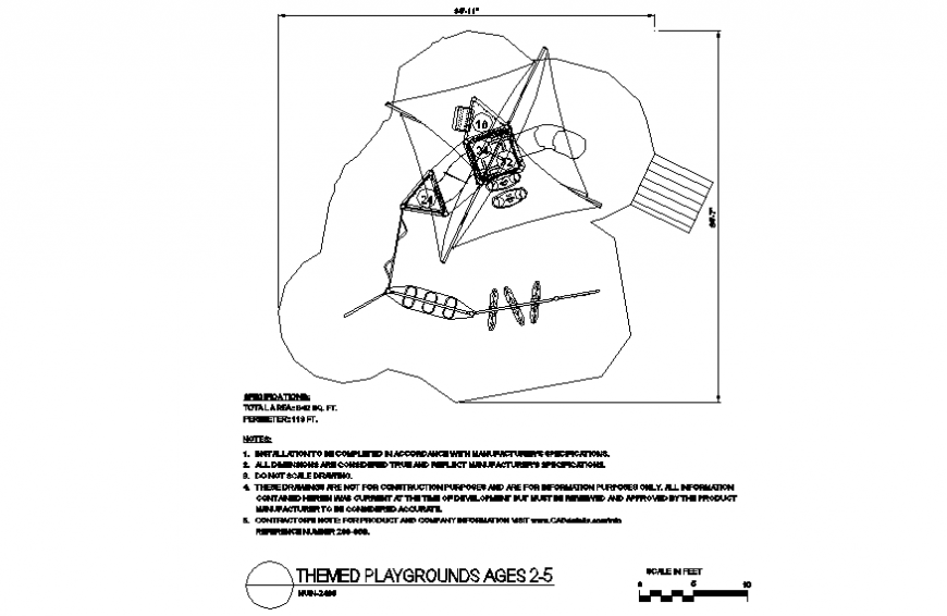 Top area planning of themed playground design dwg file