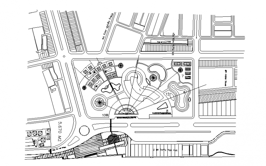 Top elevation commercial building plan autocad file
