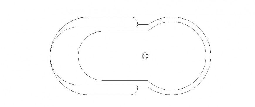 Top elevation of bath-tub detail CAD sanitary block layout file in dwg format