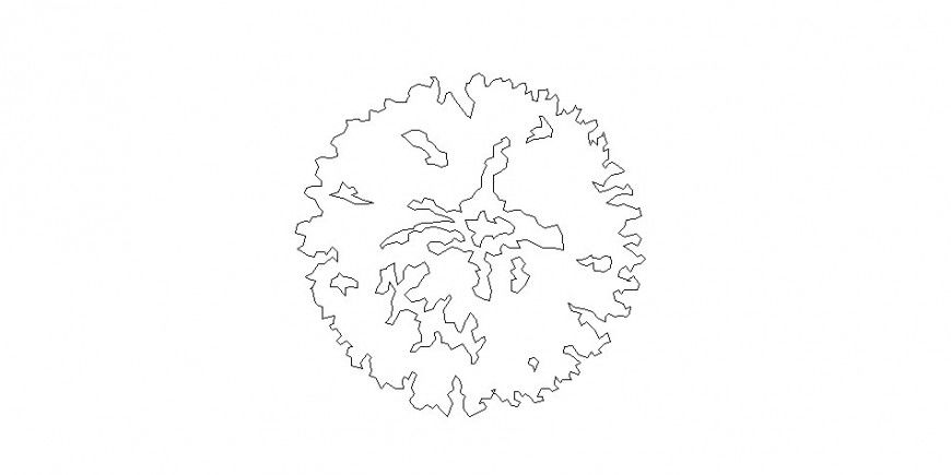 Top elevation of landscaping trees blocks layout file in dwg format