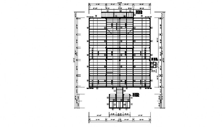 Top floor framing plan structure details of office building dwg file