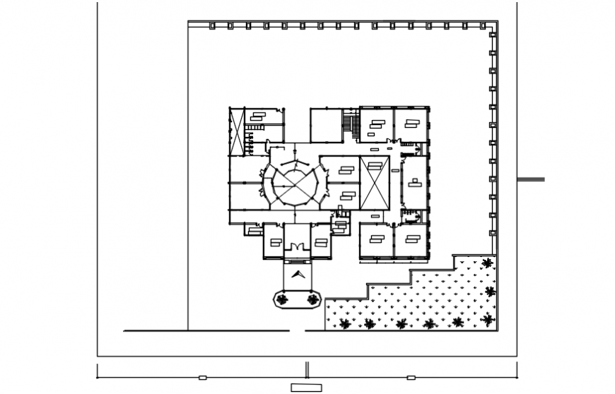 Top floor plan drawing details of foundation office dwg file