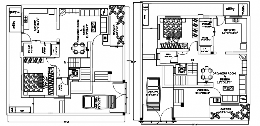 top view 2d plan showing architecture plan details with furniture detailing
