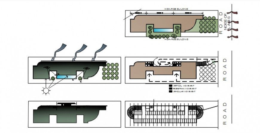 Top view 2d section of high rise building concept file