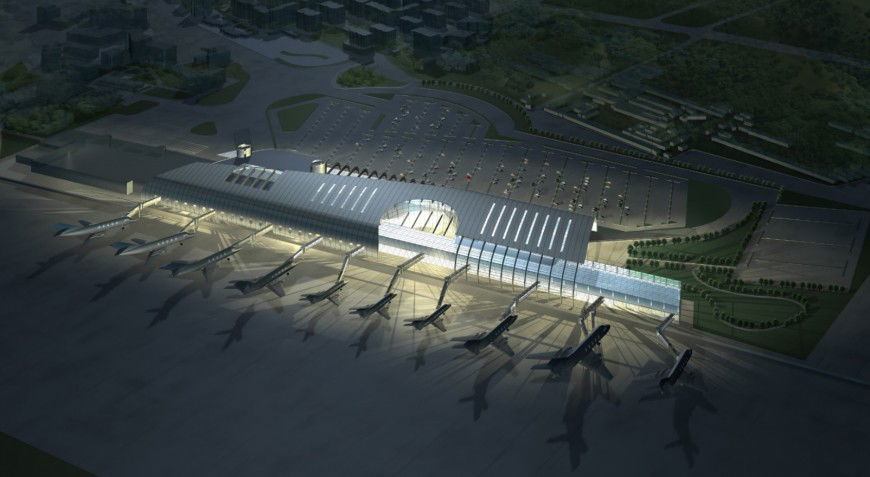 Top view 3d drawing details of international airport cad drawing details dwg file