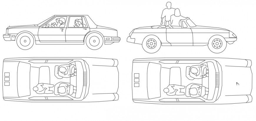 Top view and side view posh car detail