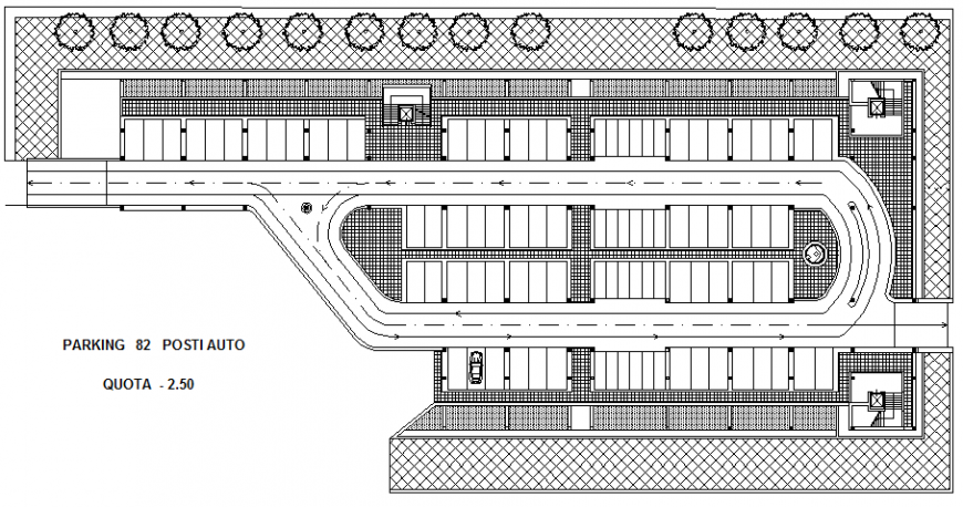 Top view car parking detail autocad file