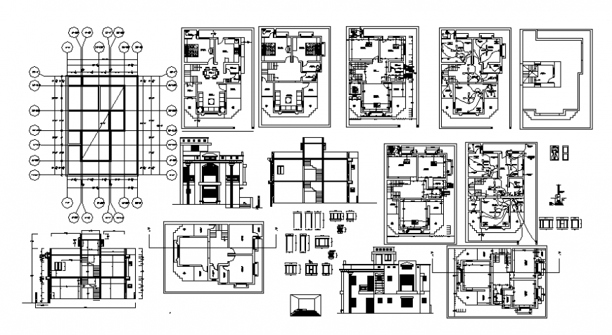 Top view complete furniture plan of house