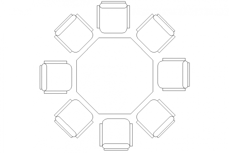 Top view Dining Table Block Design