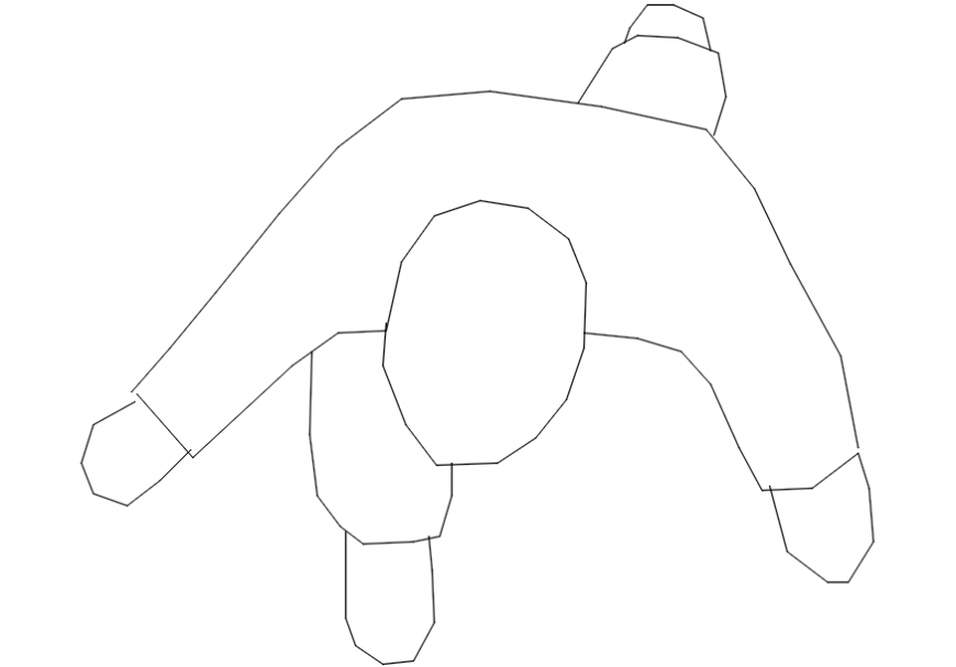 Top view elevation block of man cad drawing details dwg file