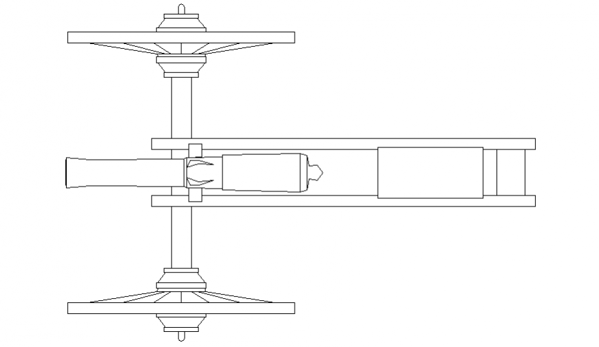Top view elevation of military equipment block dwg file