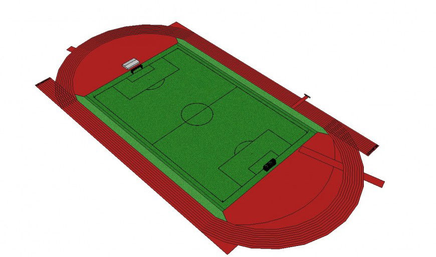 Top view football court plan detail dwg file