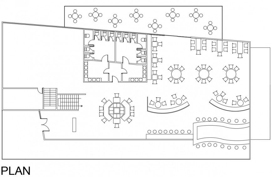Top view furniture area details of a boat restaurant