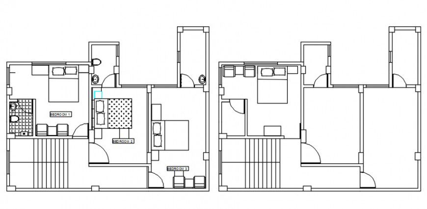 Top view furniture layout plan details file