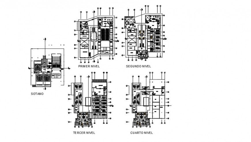 Top view furniture layout plan of building dwg file