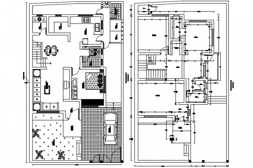 Top view furniture plan details with terrace layout