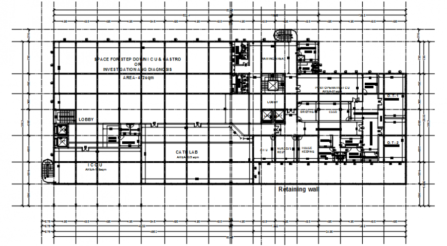 Top view hospital plan details file